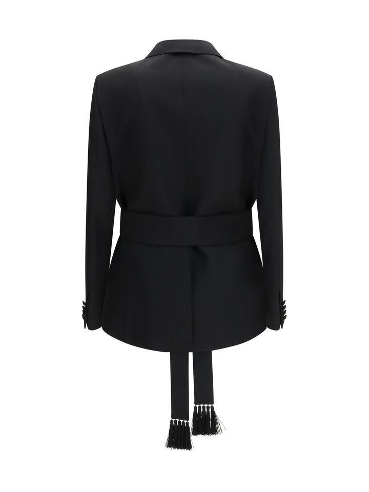 Double-breasted virgin wool Blazer with belt 2