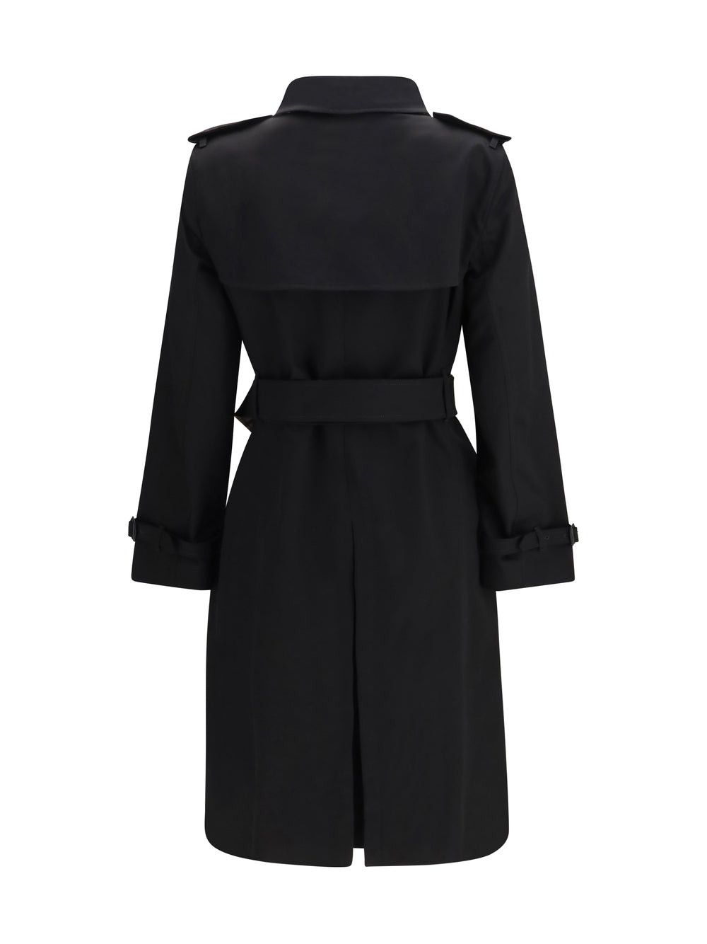 Long gabardine Trench Coat with Check collar 2
