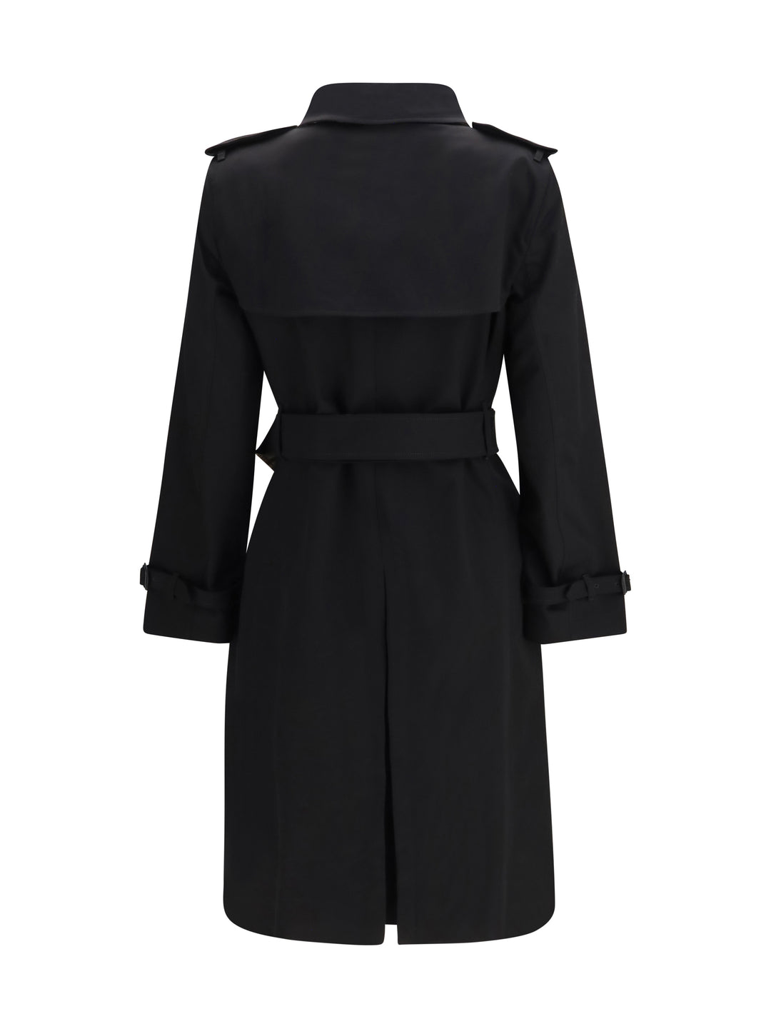Long gabardine Trench Coat with Check collar 2