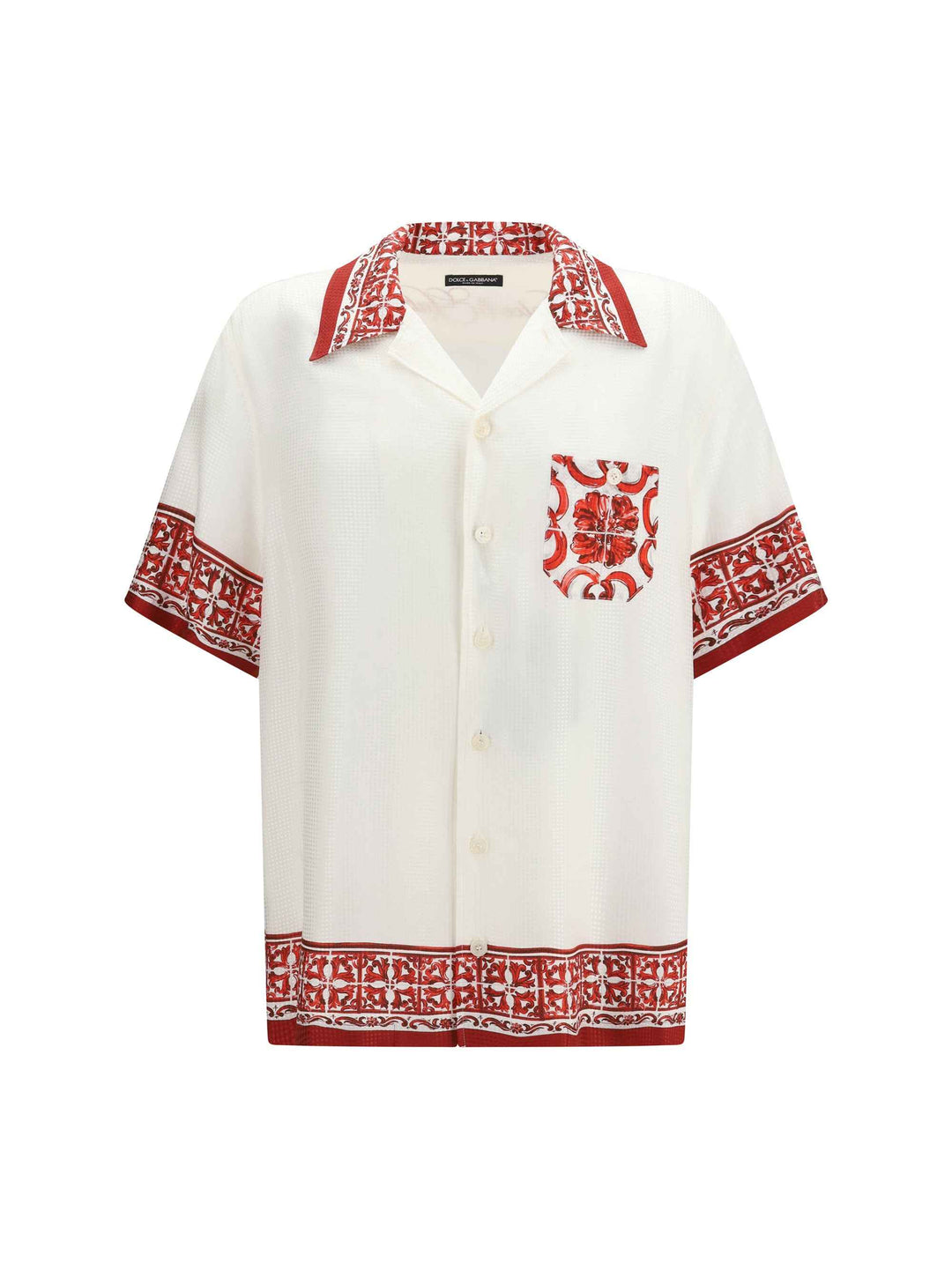 Hawaii Shirt in jacquard twill with majolica print