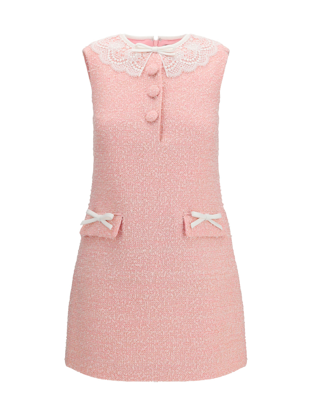 Bouclé mini Dress with lace collar 1