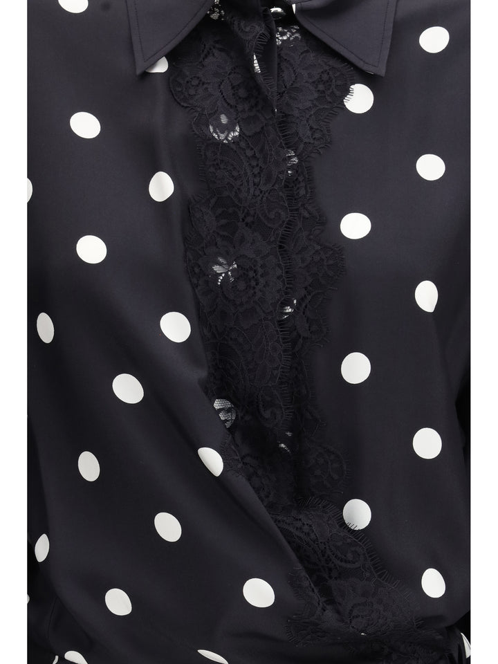 Polka dot lace Dress with drawstring 3