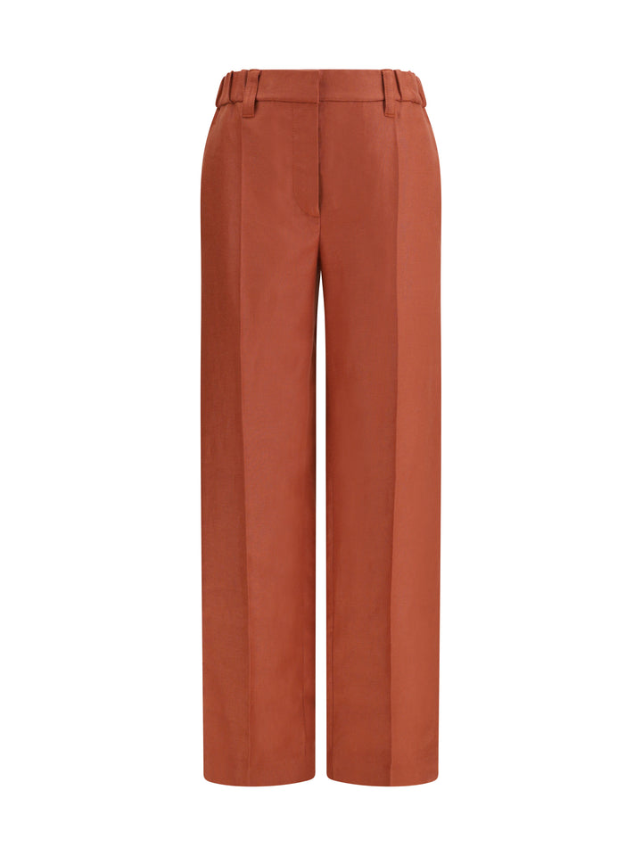 Wide-Leg Pants in linen with elastic waistband and belt loops 1