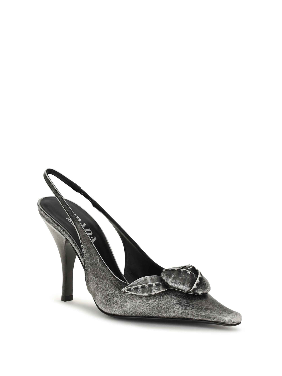 Floral-detail leather Slingback Pumps