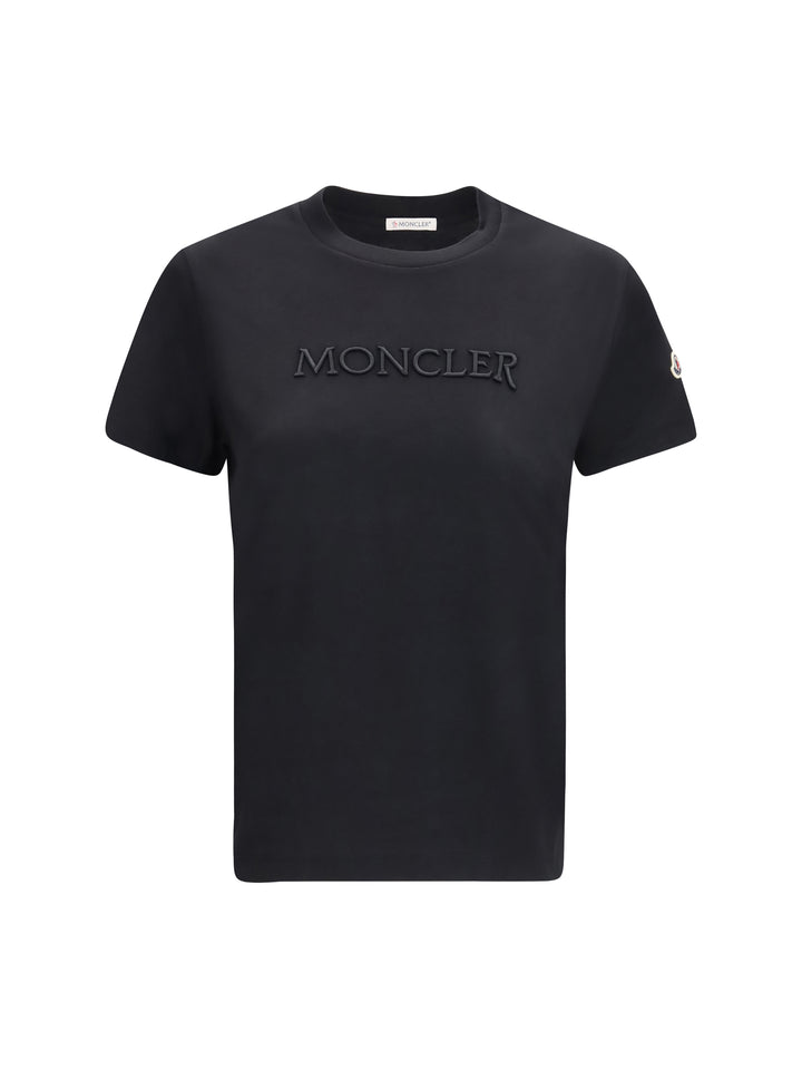 Cotton T-shirt with a tone on tone embroidered logo 1