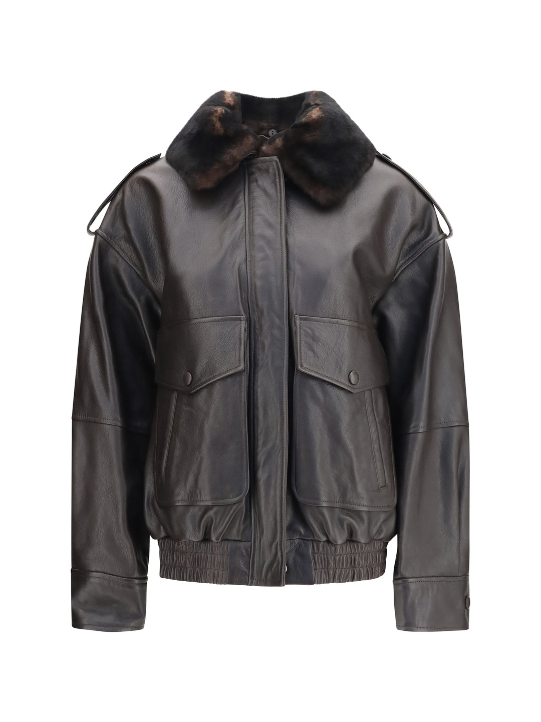 Russo leather Bomber with shearling collar 1
