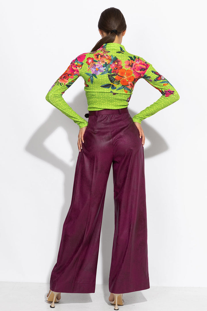KNITTED TURTLENECK BLOUSE WITH HIGH NECK - ACID GREEN LOGO JIORO  ПОЛО БЛУЗА ОТ ПЛЕТИВО С ВИСОКА ЯКА – ACID GREEN LOGO JIORO