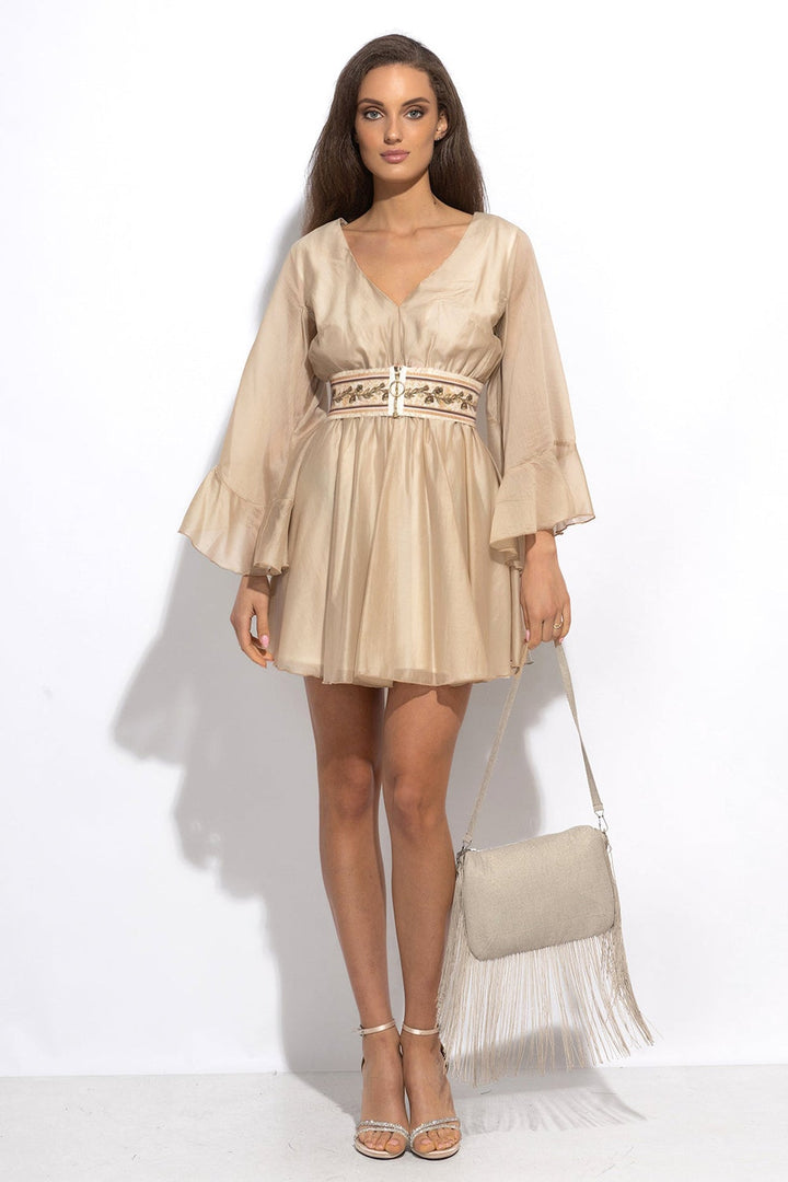 CLUTCH IN GOLDEN LINEN - ESSENTIALS JIORO КЛЪЧ ОТ ЗЛАТИСТ ЛЕН - ESSENTIALS JIORO