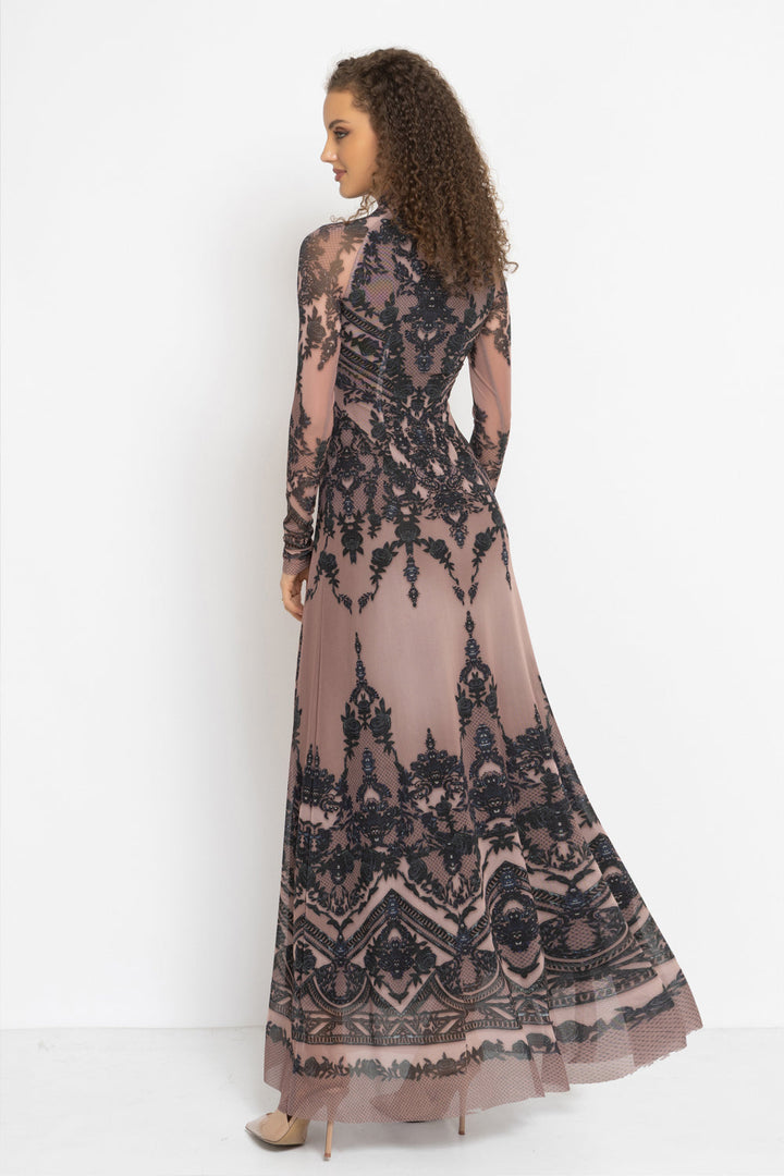 LONG FINE NET DRESS - GRAFFITI POWDER JIORO ДЪЛГА РОКЛЯ ОТ ФИНА МРЕЖА - GRAFFITI POWDER JIORO