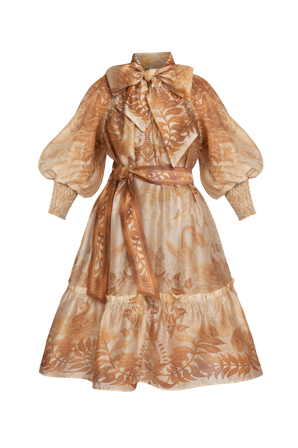 FLARED LYOCELL DRESS WITH BOW - SUNSET