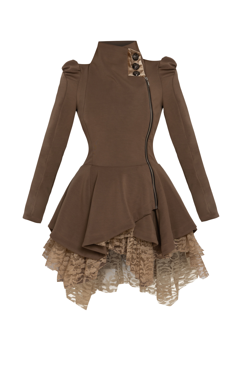 ASYMMETRIC MODAL PEPLUM BLAZER IN BEIGE - ESSENTIALS