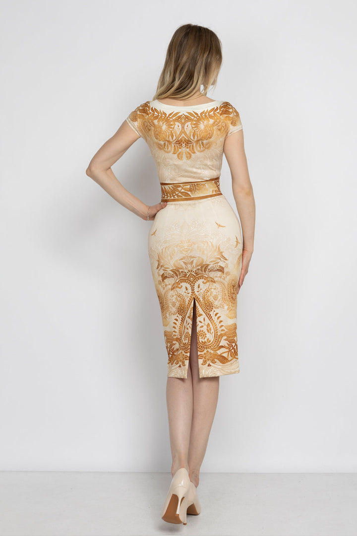 KNEE-LENGTH SCUBA PENCIL SKIRT - SUNSET JIORO ПОЛА ОТ СКУБА НЕОПРЕН ДО КОЛЯНОТО - SUNSET JIORO