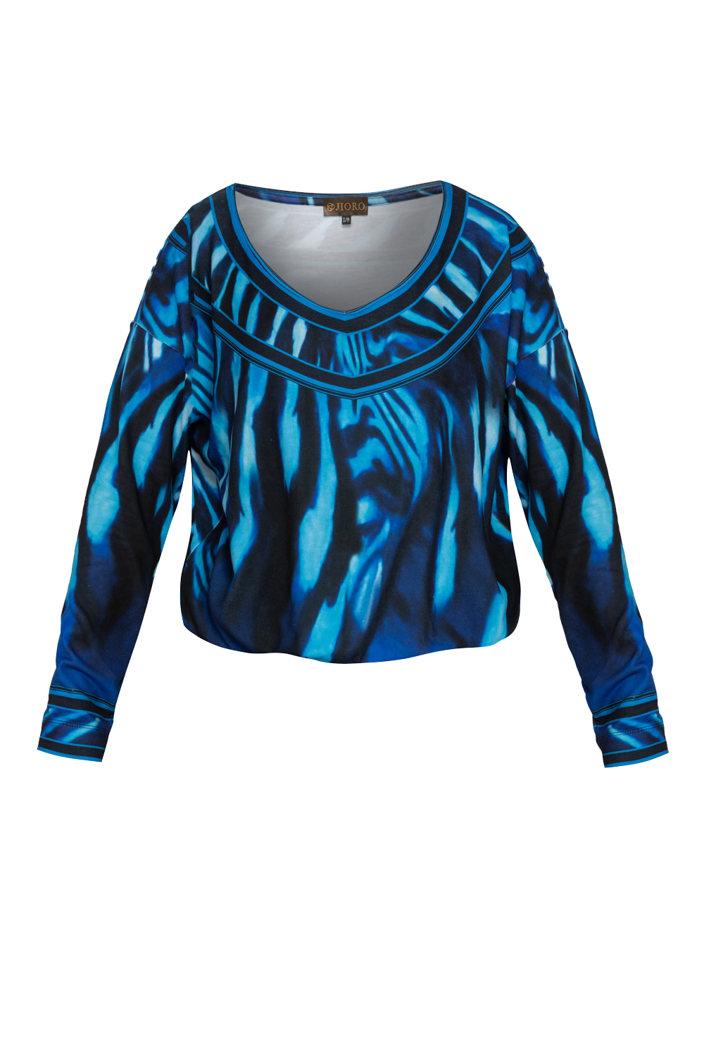 FINE KNIT RELAXED TOP WITH V-NECK - SHADES OF BLUE JIORO СВОБОДНА БЛУЗА ОТ ФИНО ПЛЕТИВО С V-ДЕКОЛТЕ - SHADES OF BLUE JIORO