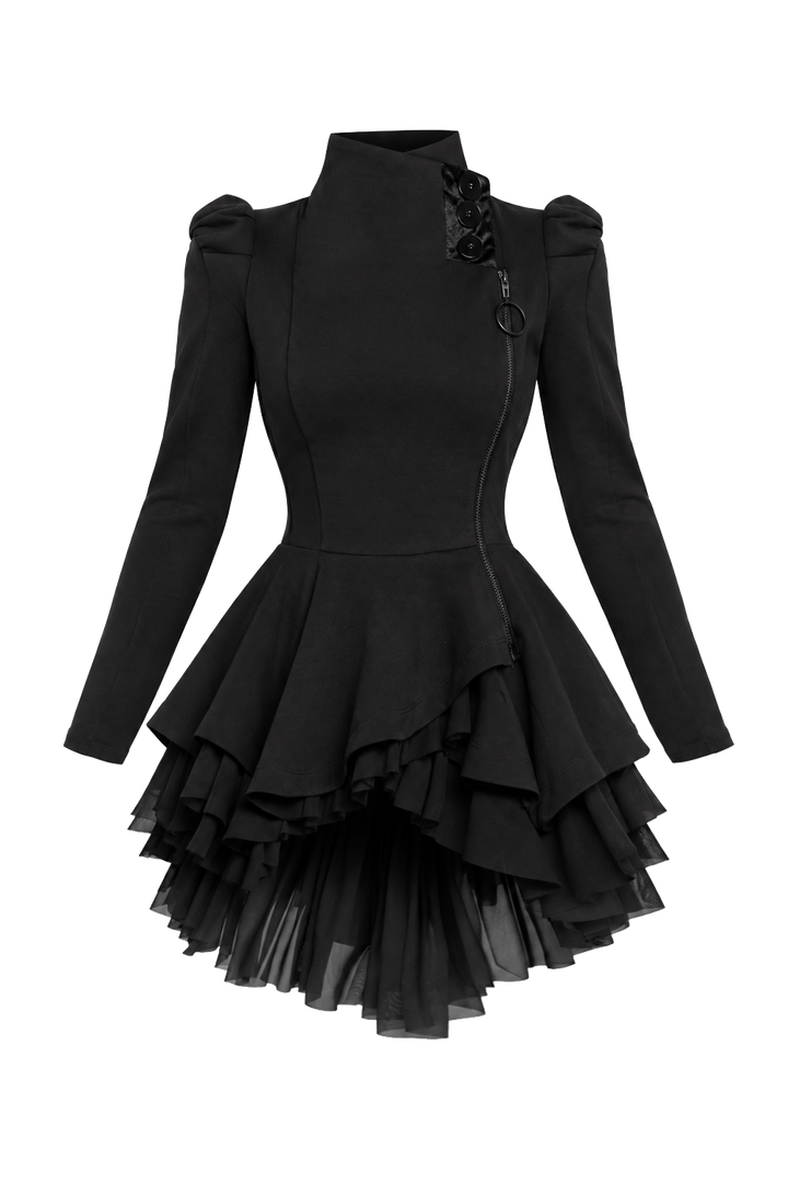 ASYMMETRIC MODAL PEPLUM BLAZER IN BLACK - ESSENTIALS