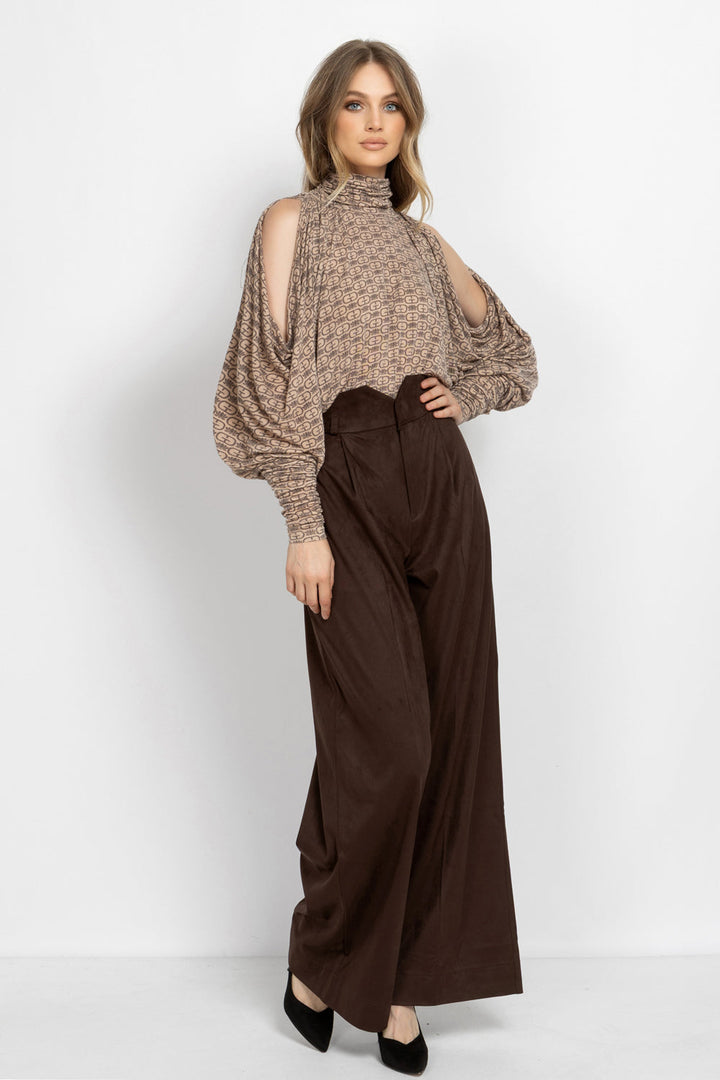 MODAL BATWING TURTLENECK TOP - MOCHA MOUSSE LOGO