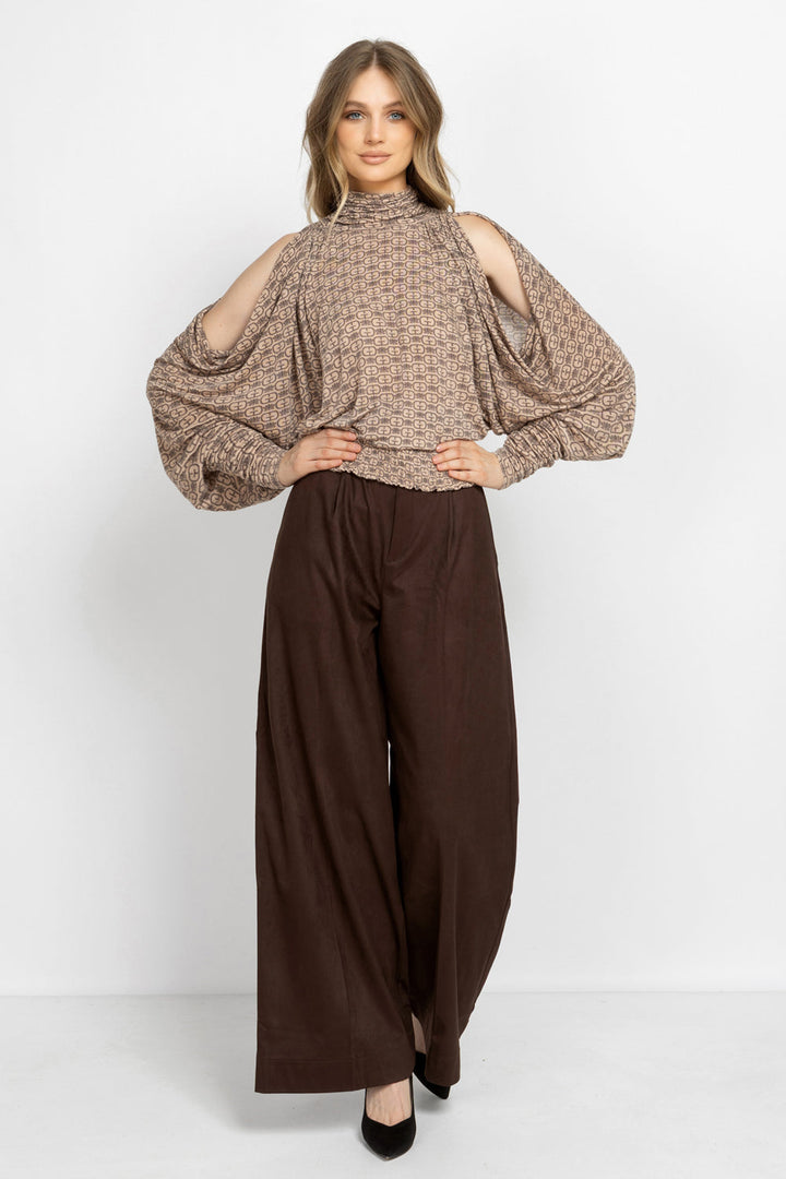 MODAL BATWING TURTLENECK TOP - MOCHA MOUSSE LOGO