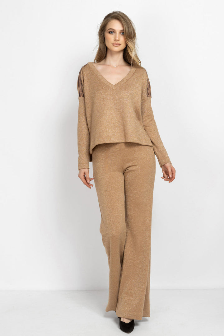 GOLD LUREX CHARLESTON PANTS - ESSENTIALS