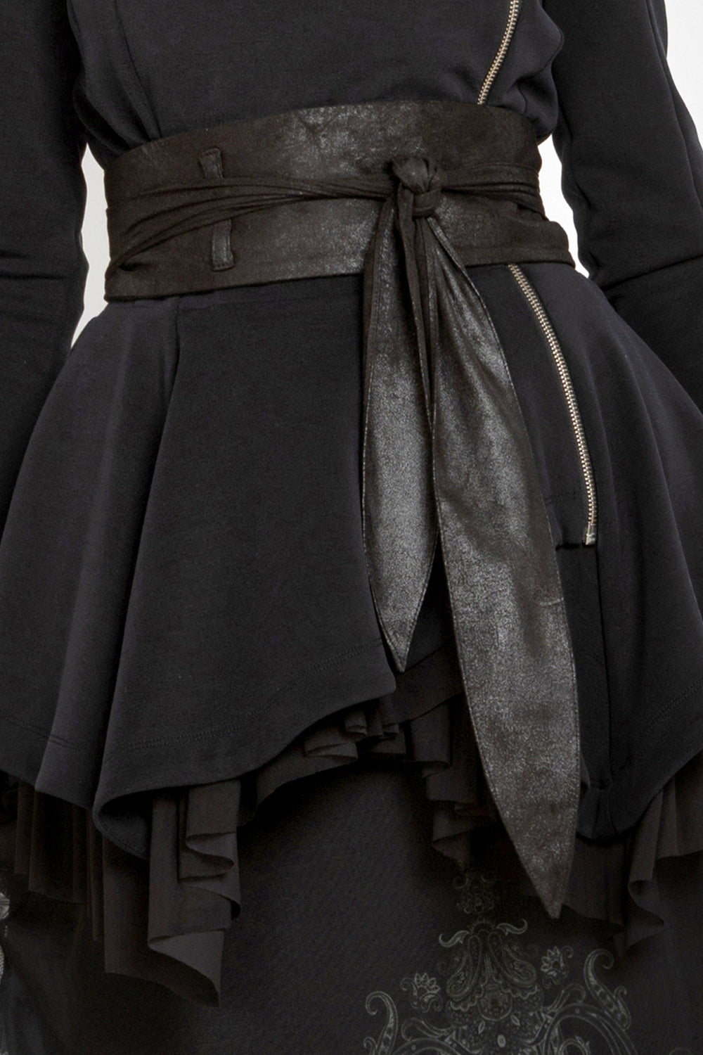 ASYMMETRIC MODAL PEPLUM BLAZER IN BLACK - ESSENTIALS