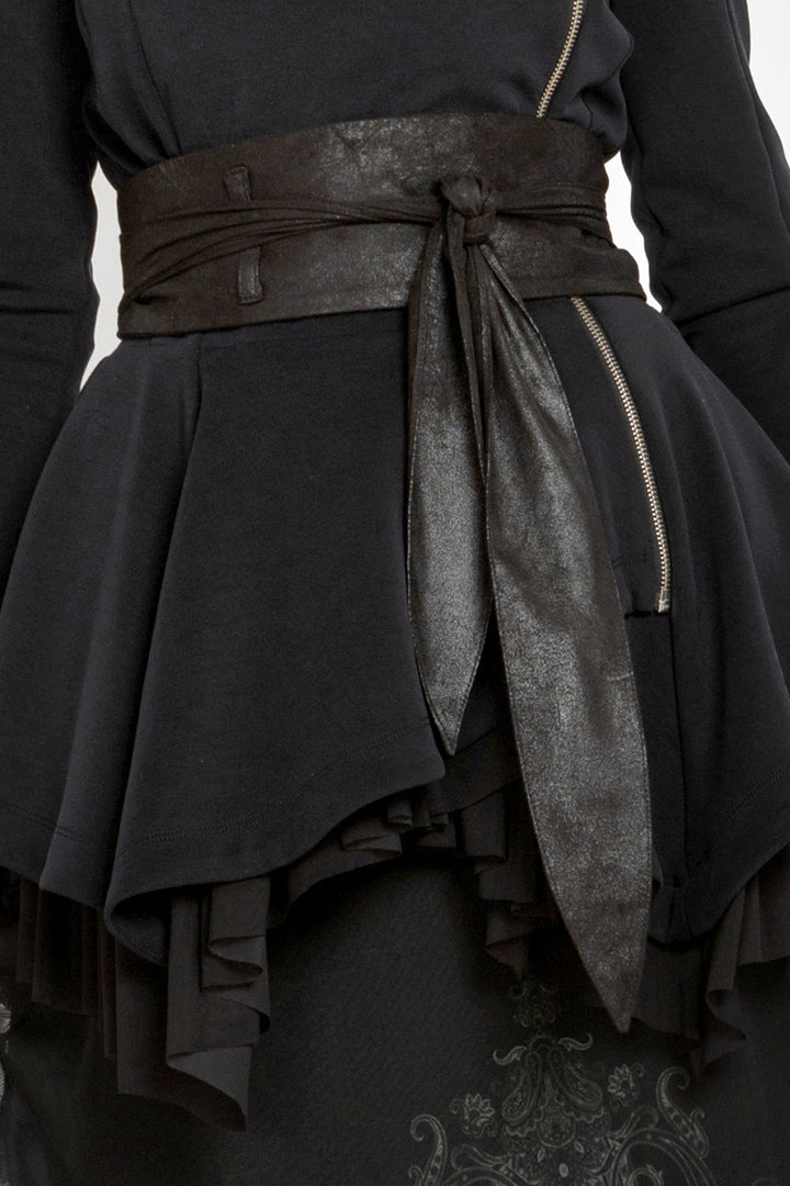 ASYMMETRIC MODAL PEPLUM BLAZER IN BLACK - ESSENTIALS