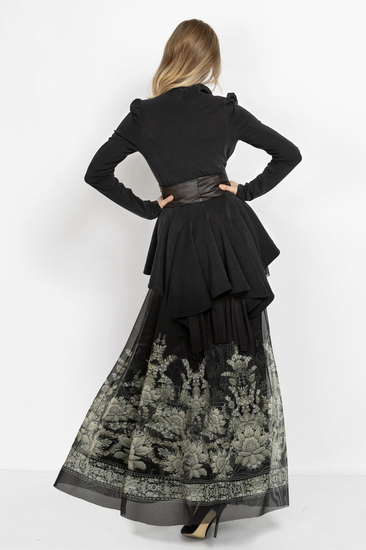 ASYMMETRIC MODAL PEPLUM BLAZER IN BLACK - ESSENTIALS