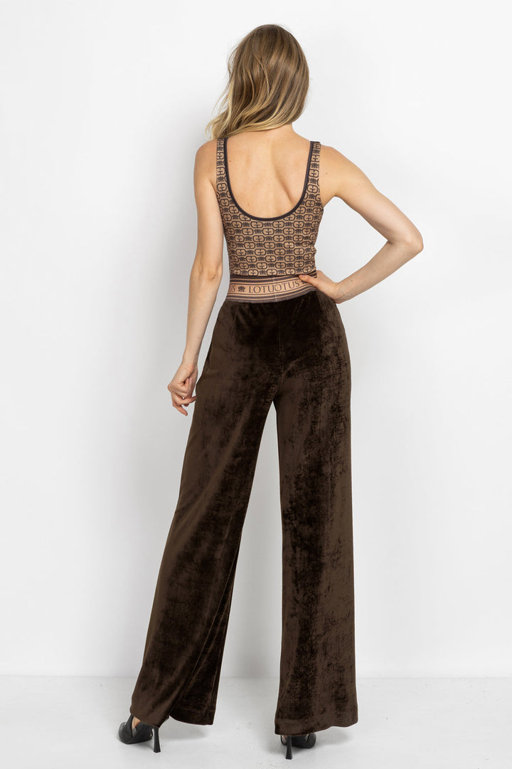SLEEVELESS TEXTURED BODYSUIT WITH MODAL LINING - MOCHA MOUSSE LOGO