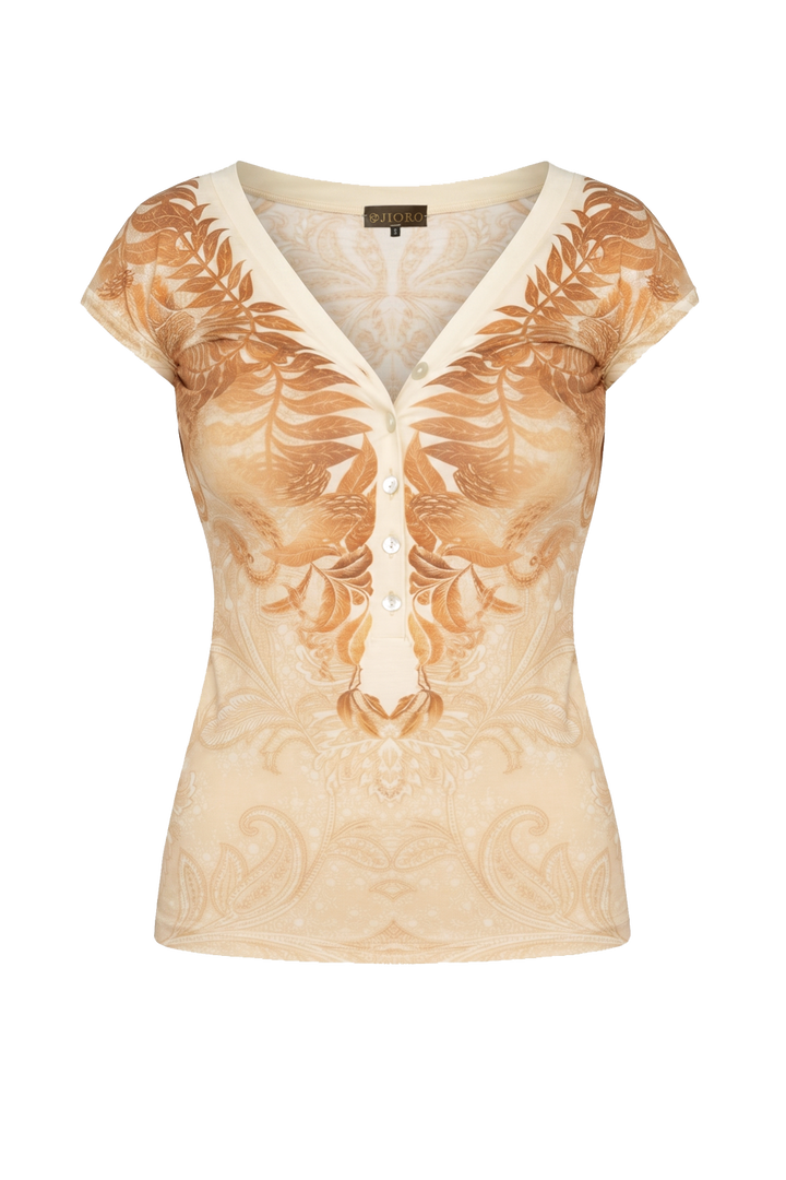 V-NECK TOP WITH BUTTONS - SUNSET JIORO ТОП С V-ОБРАЗНО ДЕКОЛТЕ И КОПЧЕТА - SUNSET JIORO 