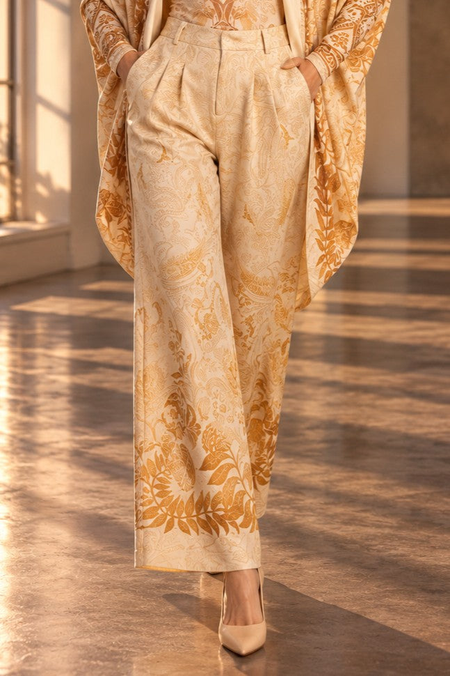 HIGH-WAIST WIDE-LEG PANTS WITH FRONT PLEATS – SUNSET