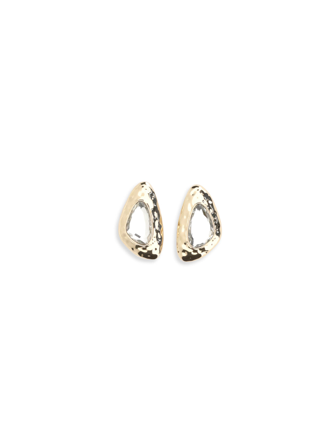 Golden Hammered Crystal Earrings 1