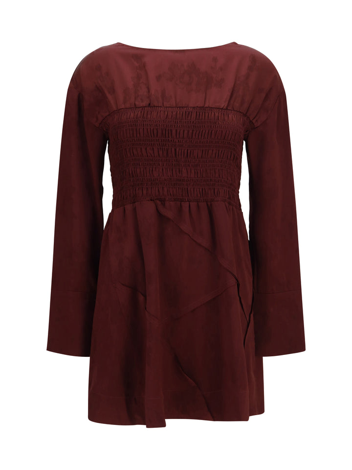 Long-sleeve satin Mini Dress 1