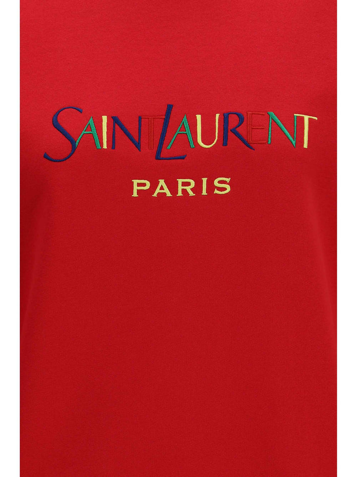 Cotton crewneck Sweatshirt with Saint Laurent Paris embroidery