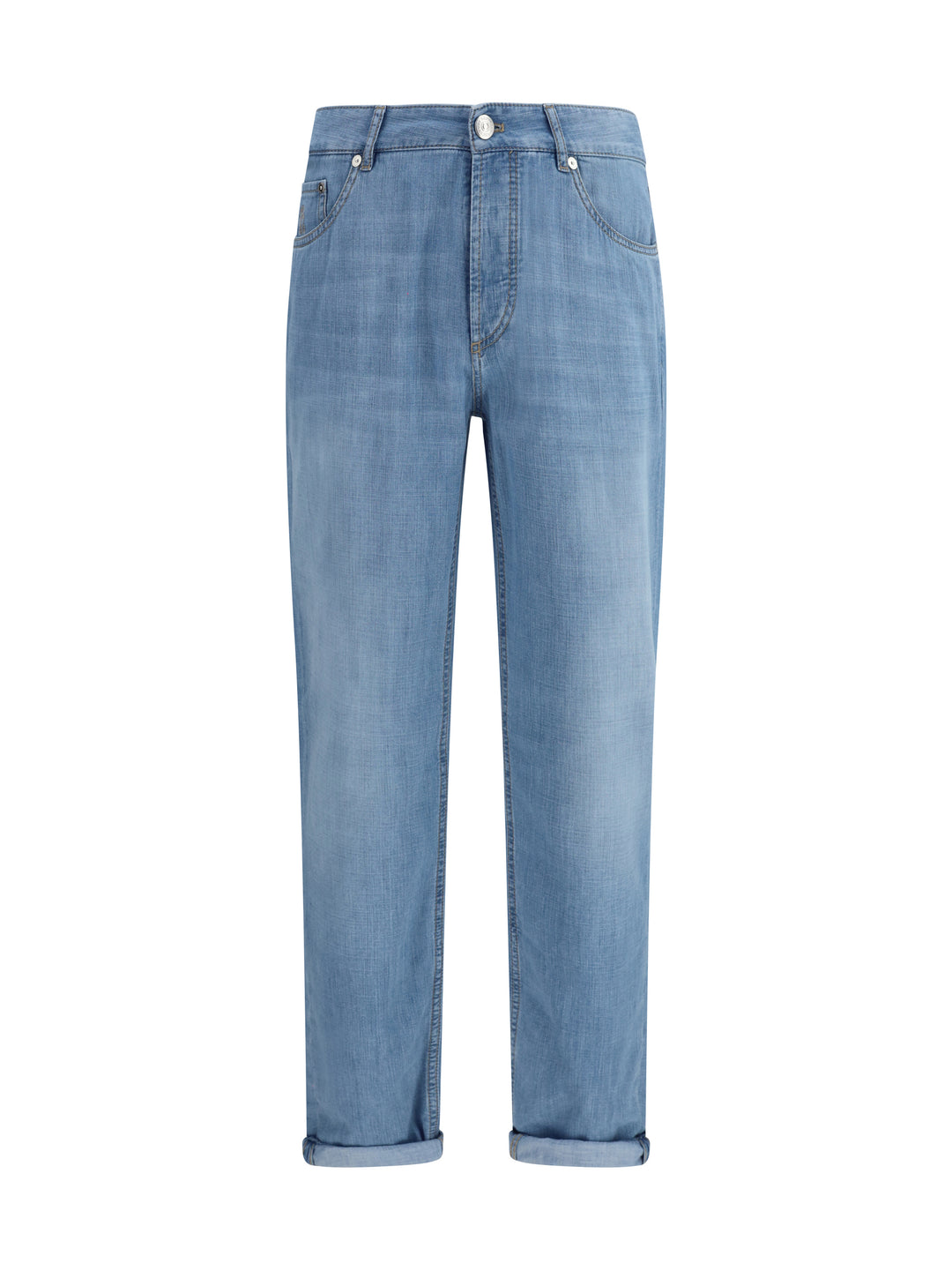 Jeans in cotton with distressed effect 1