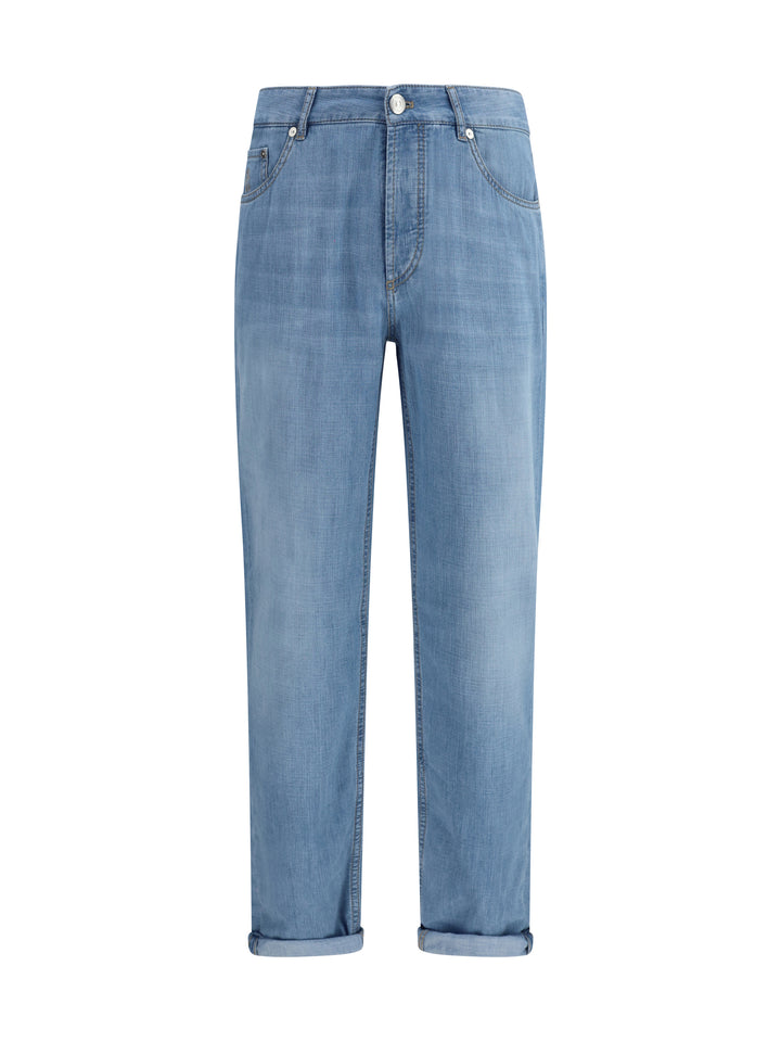 Jeans in cotton with distressed effect 1