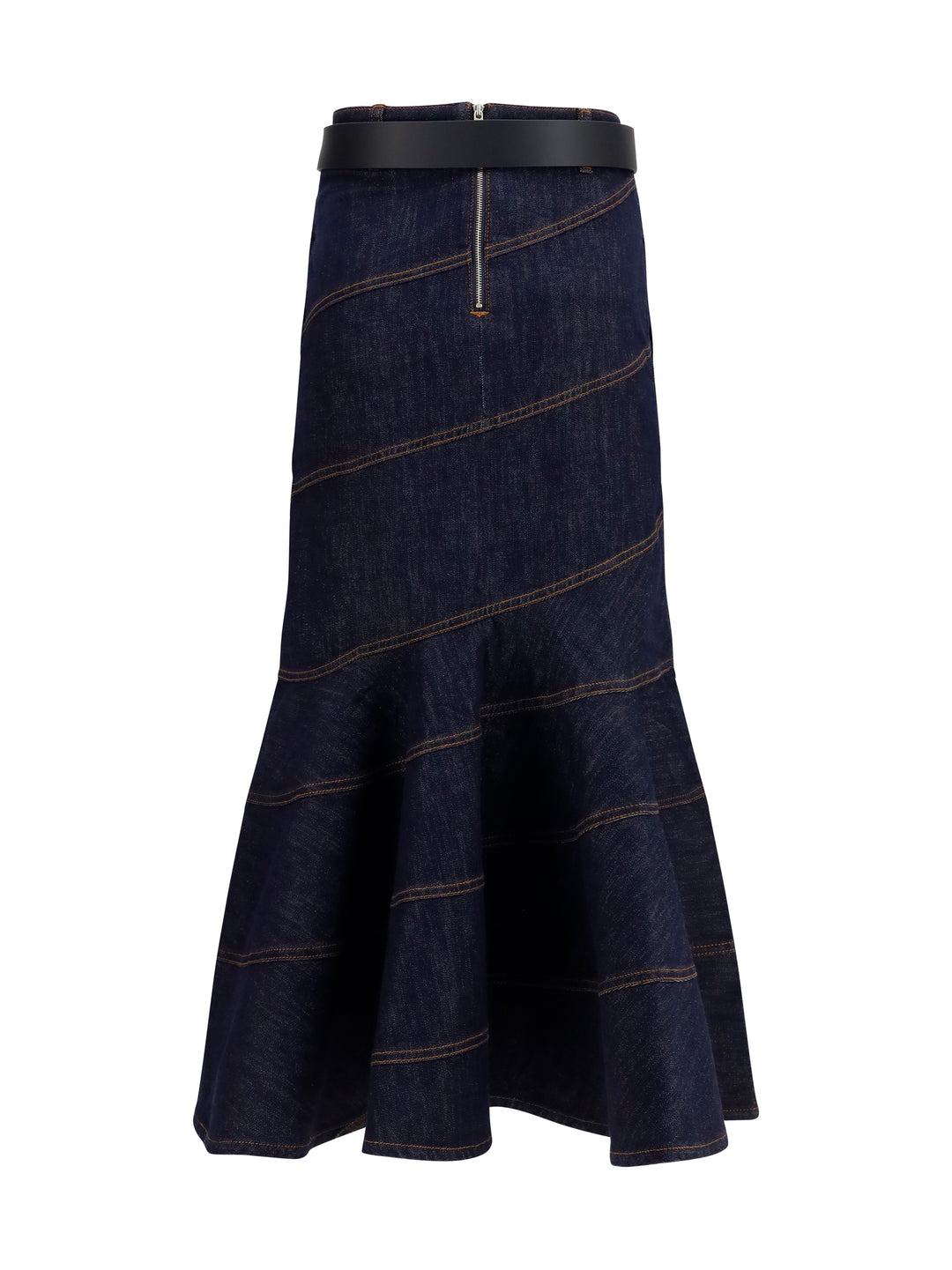 Denim midi Skirt with belt 2
