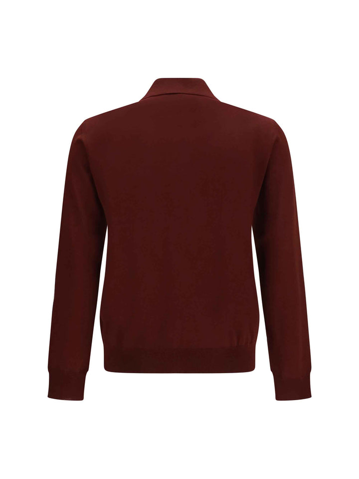Long-sleeve wool Polo with VLogo