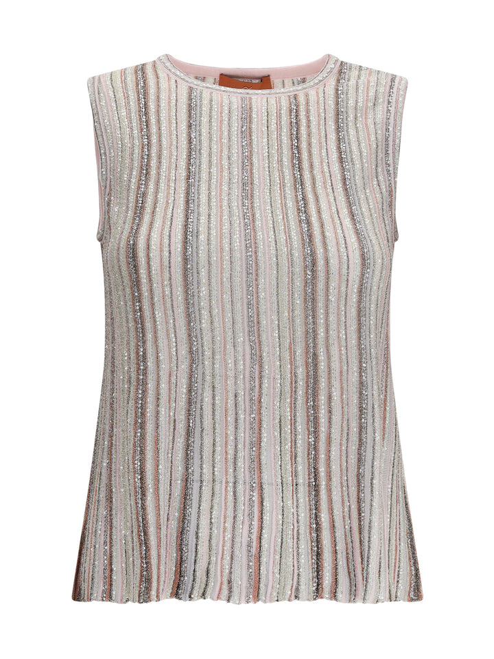 Sleeveless ribbed sequin Top 1
