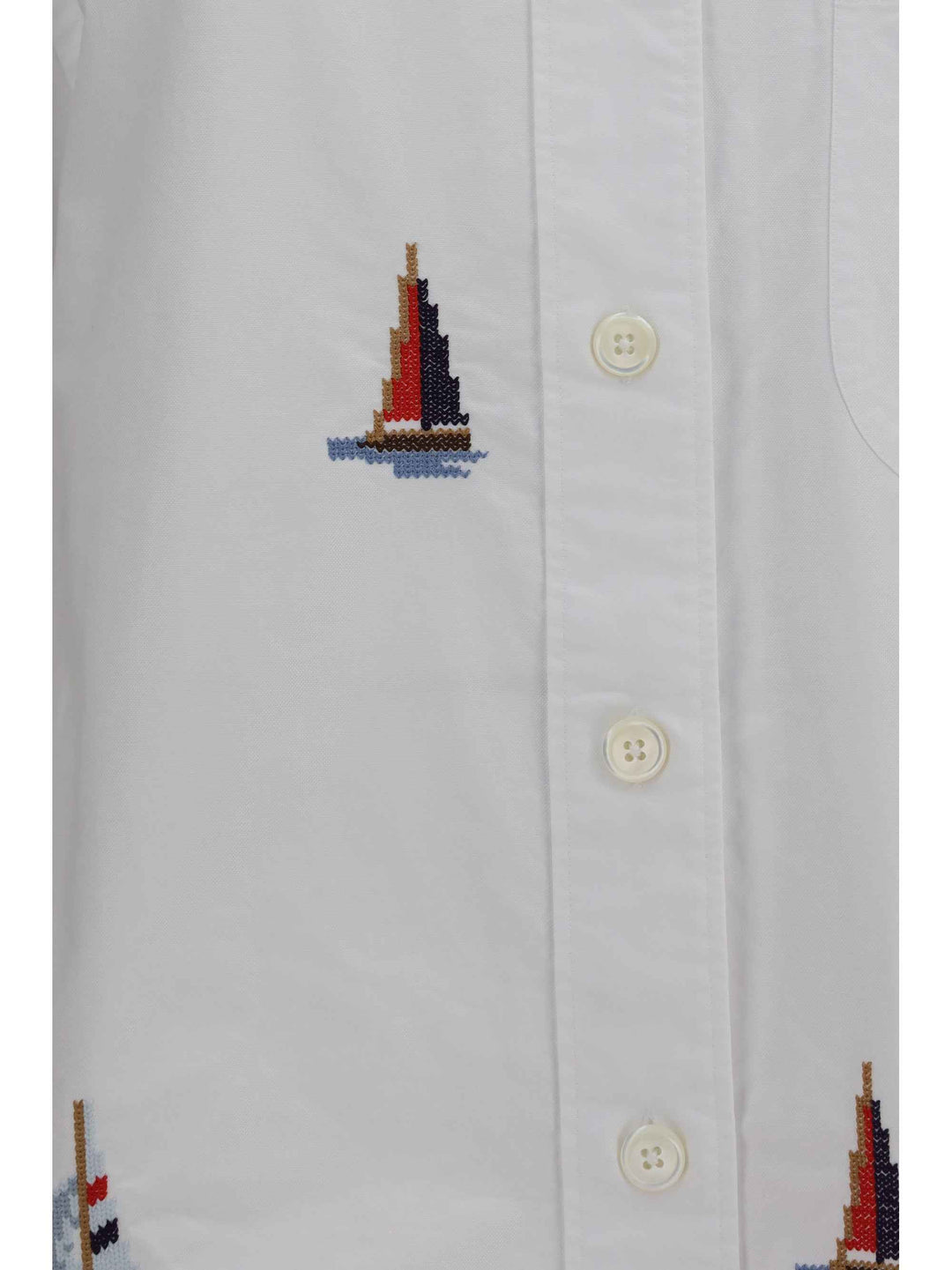 Oversized Sailboat-embroidered Shirt