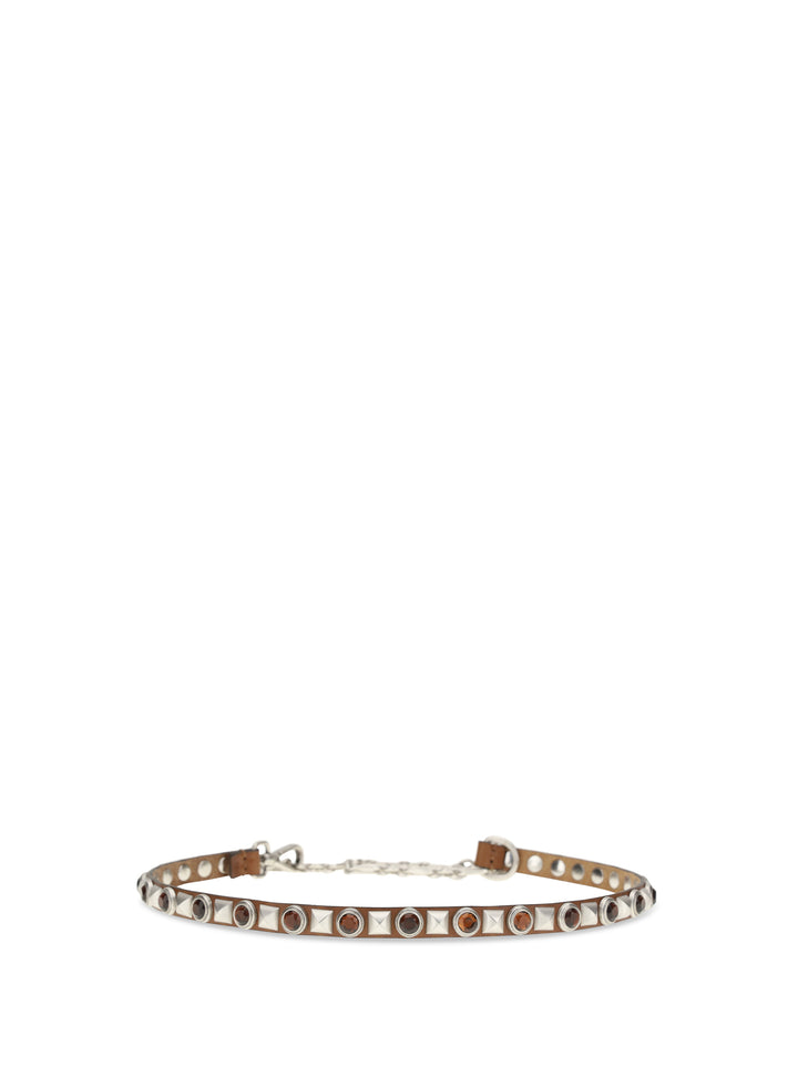 Leather Belt with jeweled studs 2