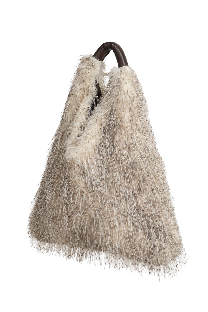 REVERSIBLE OWL FAUX FUR AND LEATHER BAG - ESSENTIALS JIORO ДВУЛИЦЕВА ЧАНТА ОТ ЕКО КОЖА И ШАРКА СОВА - ESSENTIALS JIORO