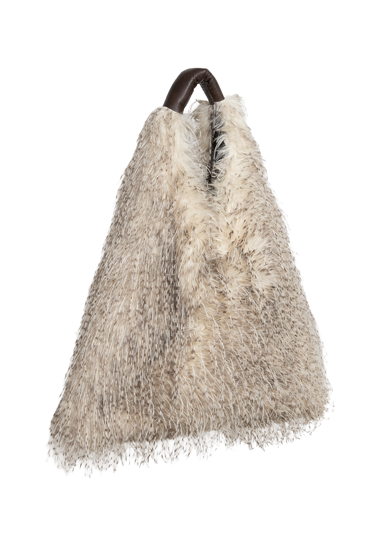 REVERSIBLE OWL FAUX FUR AND LEATHER BAG - ESSENTIALS JIORO ДВУЛИЦЕВА ЧАНТА ОТ ЕКО КОЖА И ШАРКА СОВА - ESSENTIALS JIORO