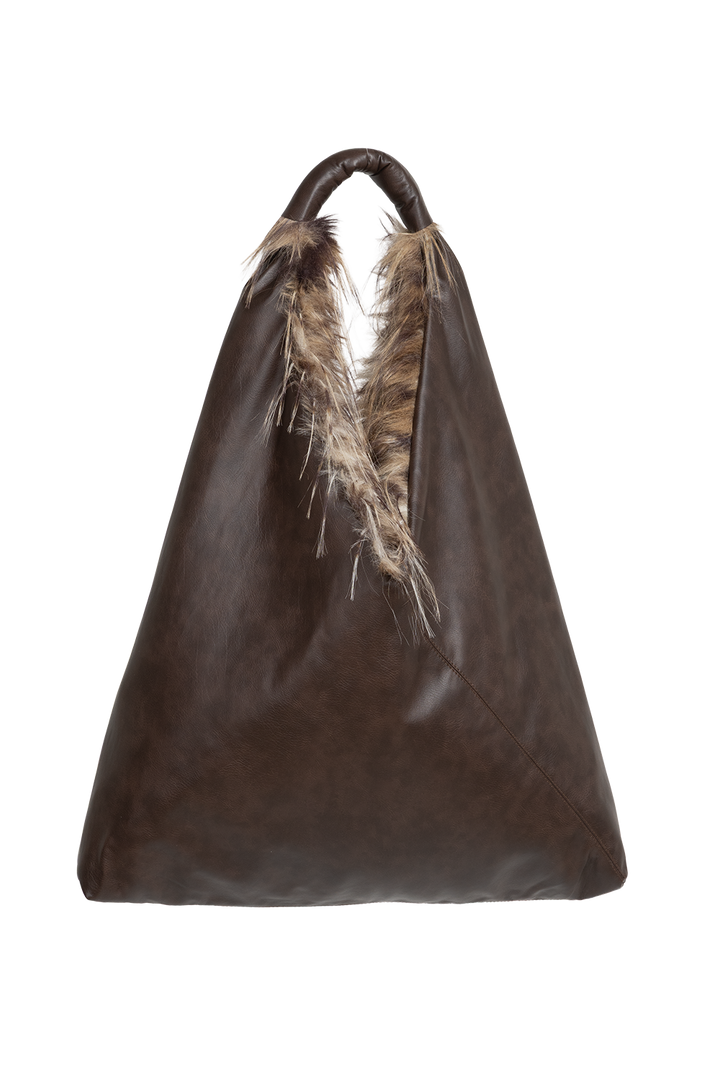 REVERSIBLE SERVAL FAUX FUR AND  LEATHER BAG - ESSENTIALS JIORO ДВУЛИЦЕВА ЧАНТА ОТ ЕКО КОЖА И ИМИТАЦИЯ НА КОЗИНА СЕРВАЛ - ESSENTIALS JIORO