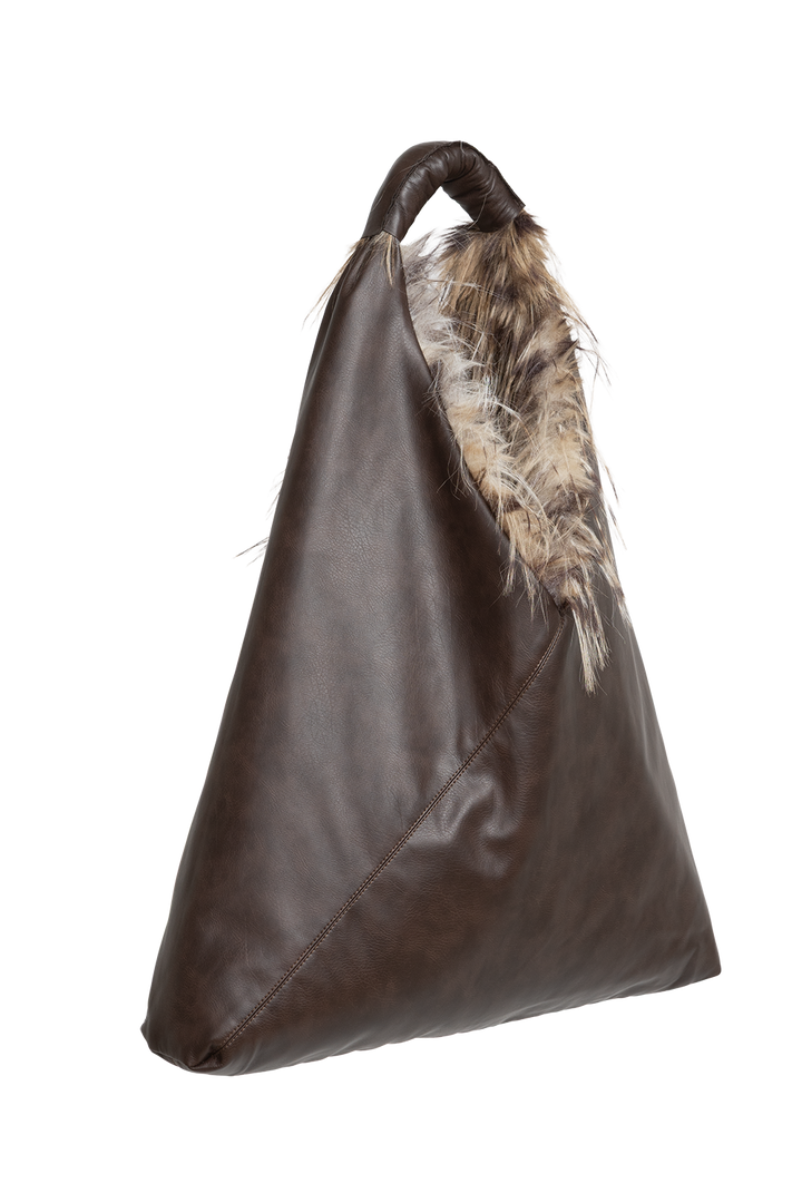 REVERSIBLE SERVAL FAUX FUR AND  LEATHER BAG - ESSENTIALS JIORO ДВУЛИЦЕВА ЧАНТА ОТ ЕКО КОЖА И ИМИТАЦИЯ НА КОЗИНА СЕРВАЛ - ESSENTIALS JIORO