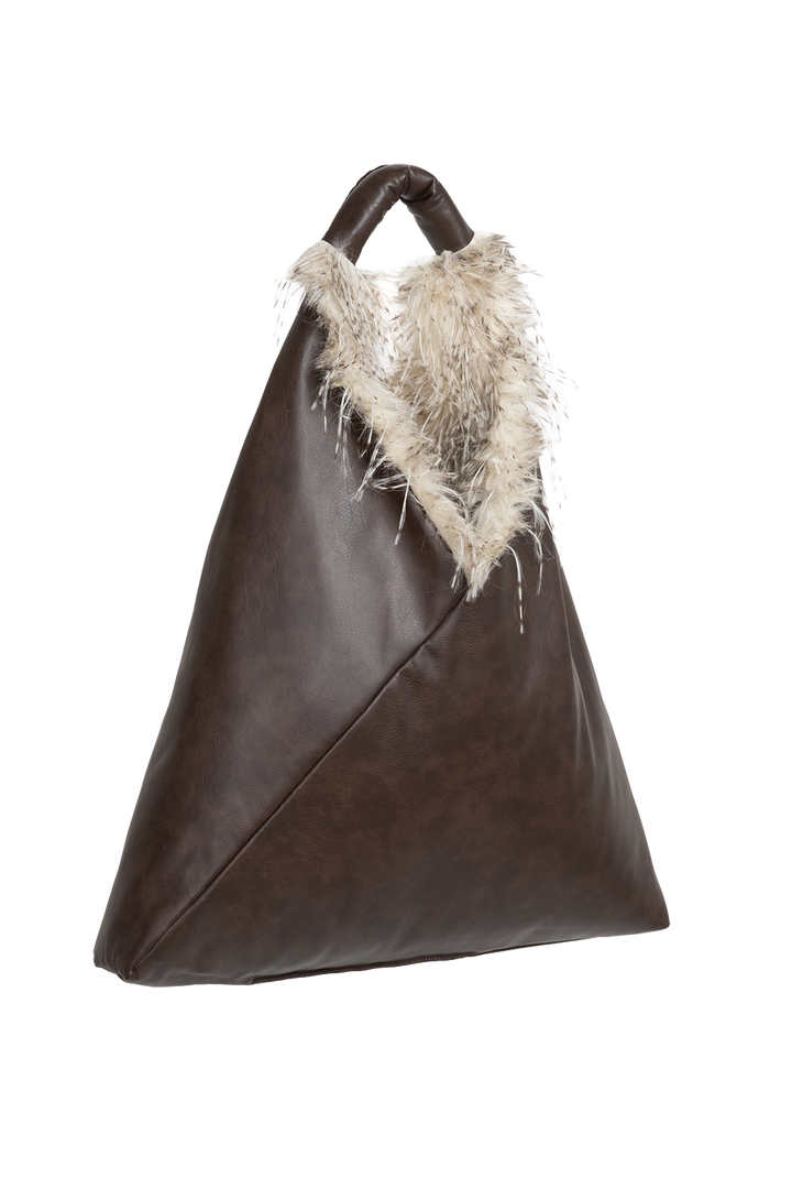 REVERSIBLE OWL FAUX FUR AND LEATHER BAG - ESSENTIALS JIORO ДВУЛИЦЕВА ЧАНТА ОТ ЕКО КОЖА И ШАРКА СОВА - ESSENTIALS JIORO