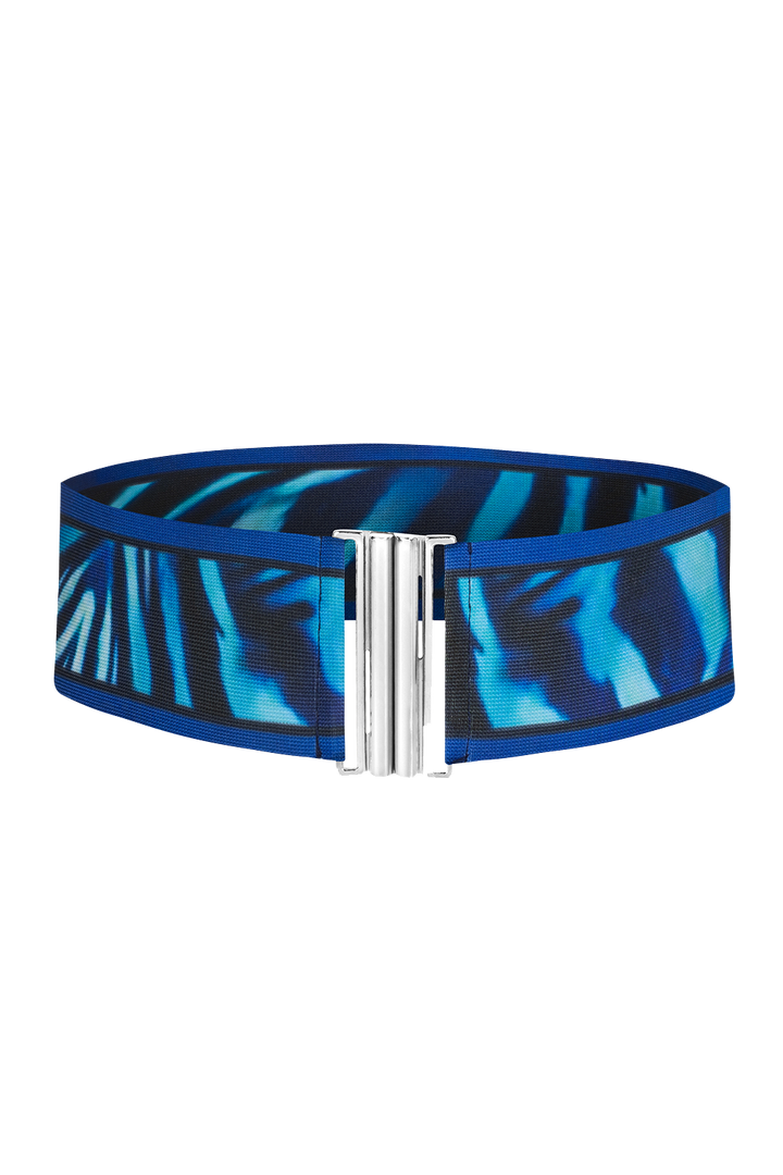 WIDE ELASTIC BELT WITH METAL BUCKLE - SHADES OF BLUE JIORO ШИРОК ЕЛАСТИЧЕН КОЛАН С МЕТАЛНА ТОКА - SHADES OF BLUE JIORO
