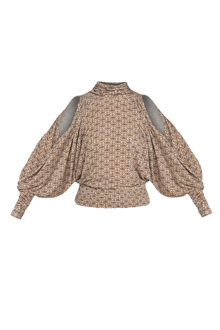 MODAL BATWING TURTLENECK TOP - MOCHA MOUSSE LOGO