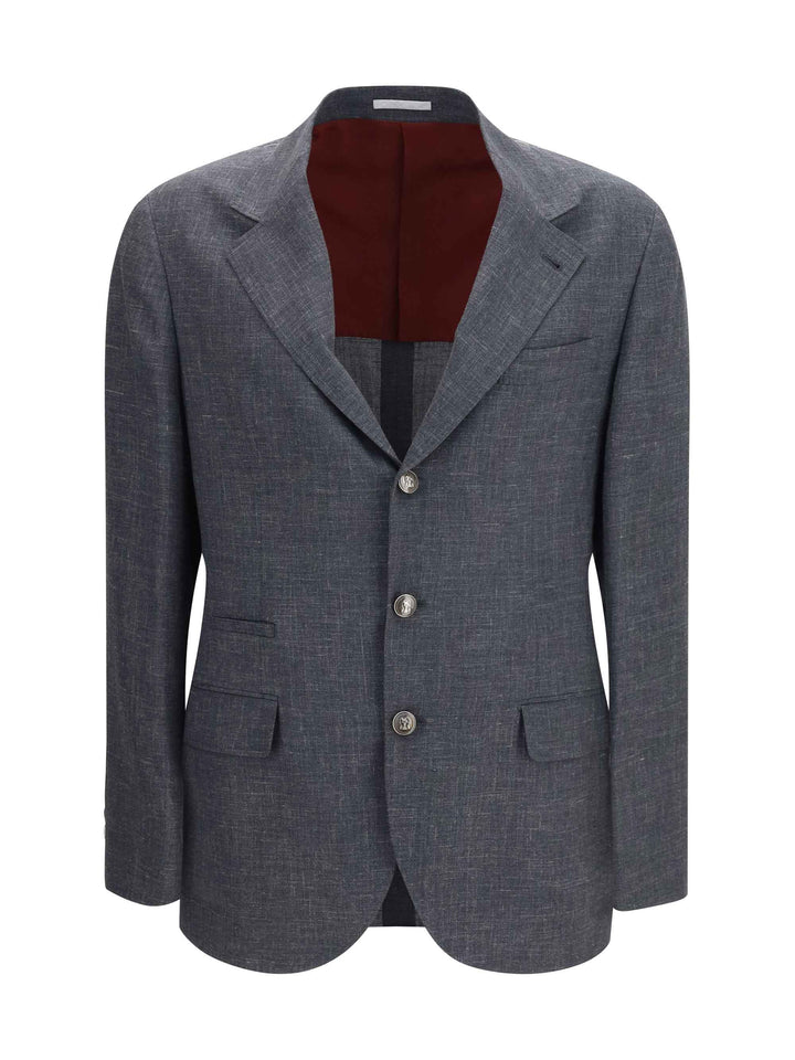 Deconstructed Jacket in flame-textured wool, silk, and linen