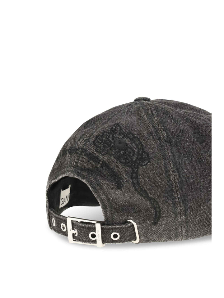 Baseball Cap in embroidered denim