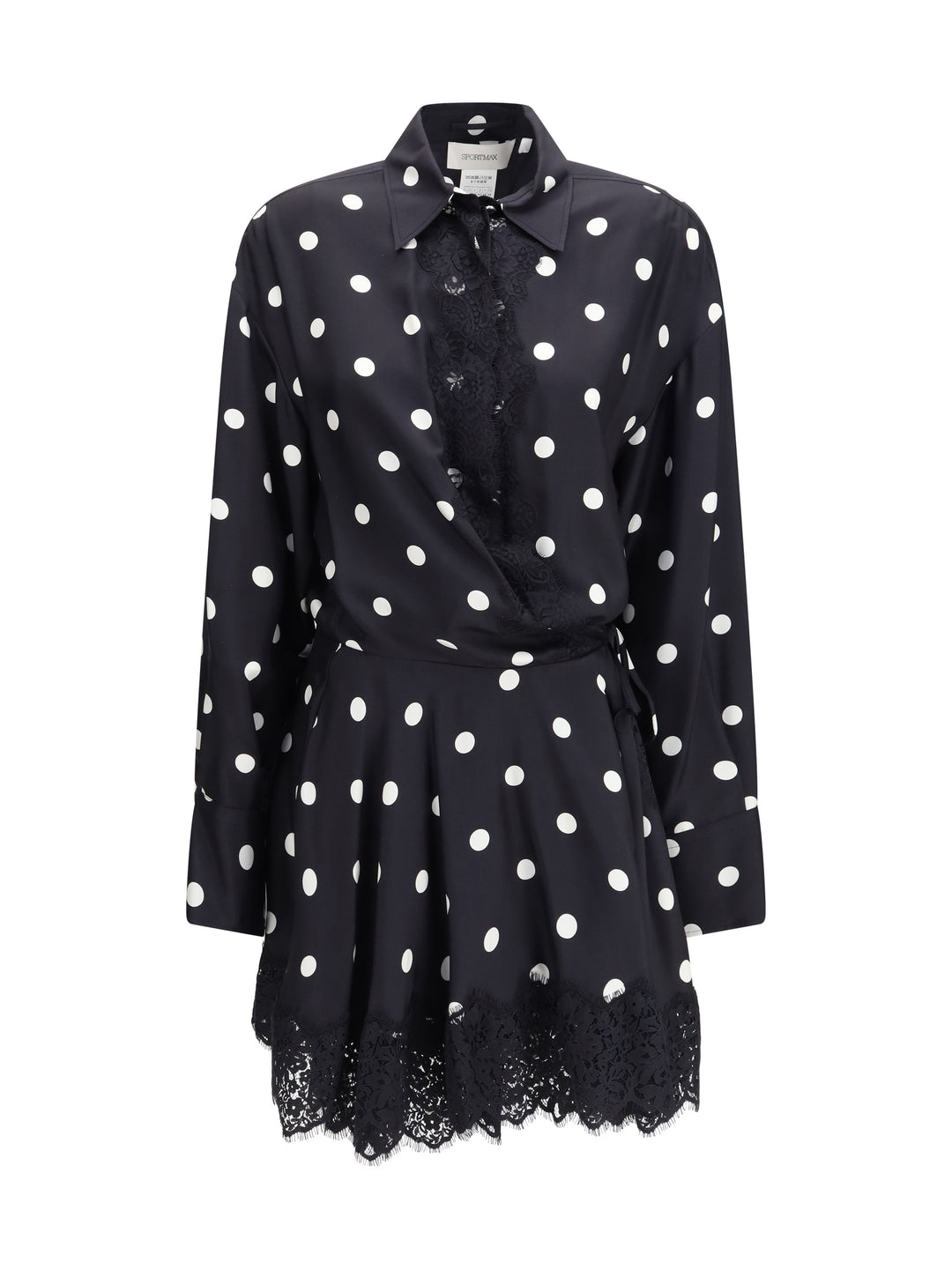 Polka dot lace Dress with drawstring 1