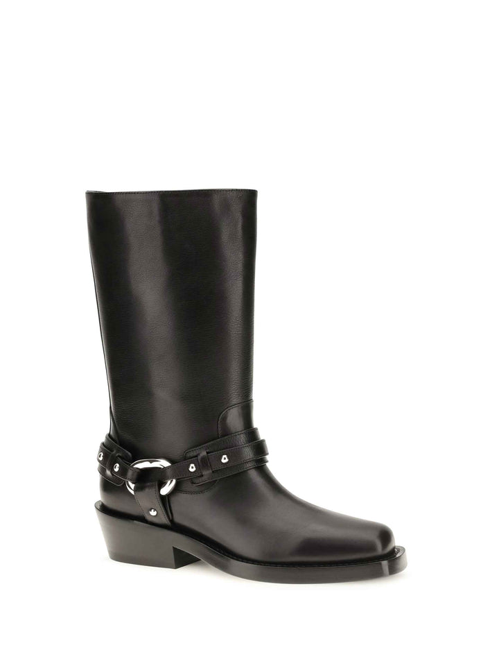 Leather buckle snkle Boots