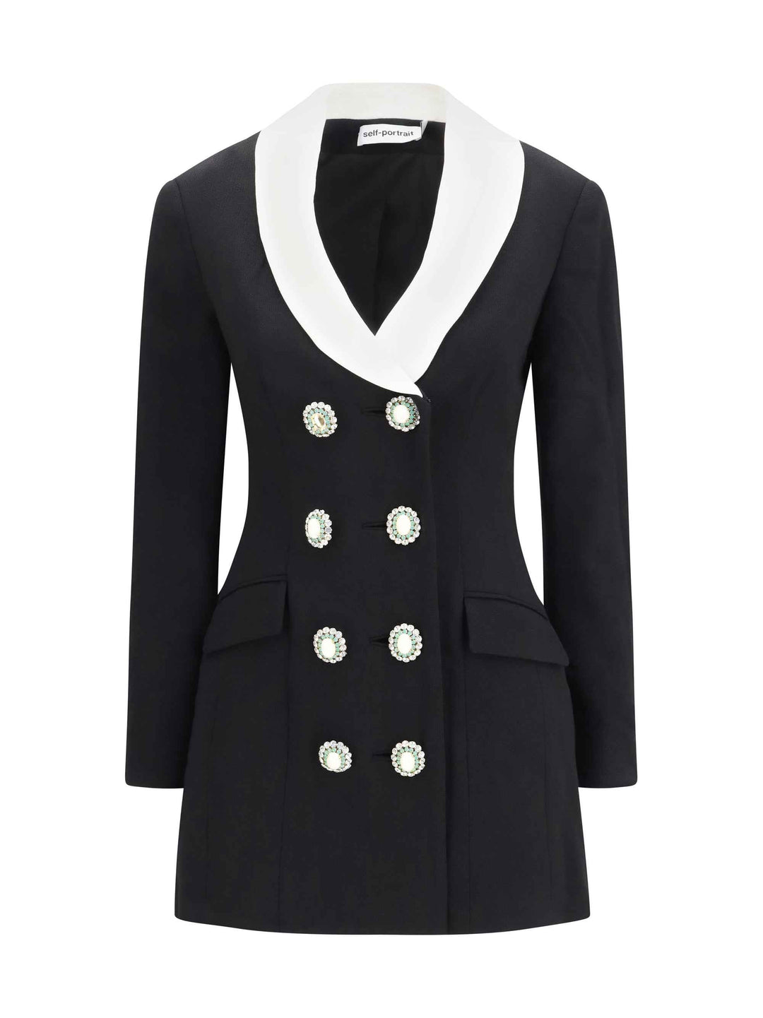 Long double-breasted Blazer with contrast neckline