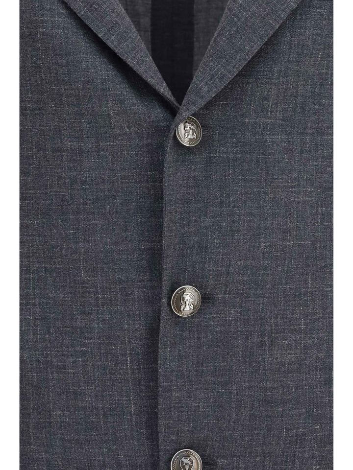 Deconstructed Jacket in flame-textured wool, silk, and linen